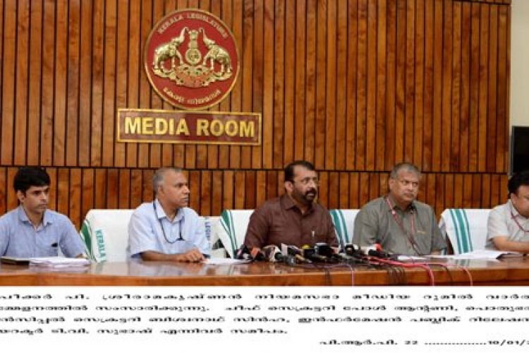 Speaker P. Sreeramakrishnan at a press meet