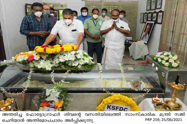 Minister Saji Cherian pays tribute to photographer Sivan